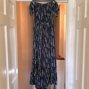 Navy blue off the shoulder jumpsuit